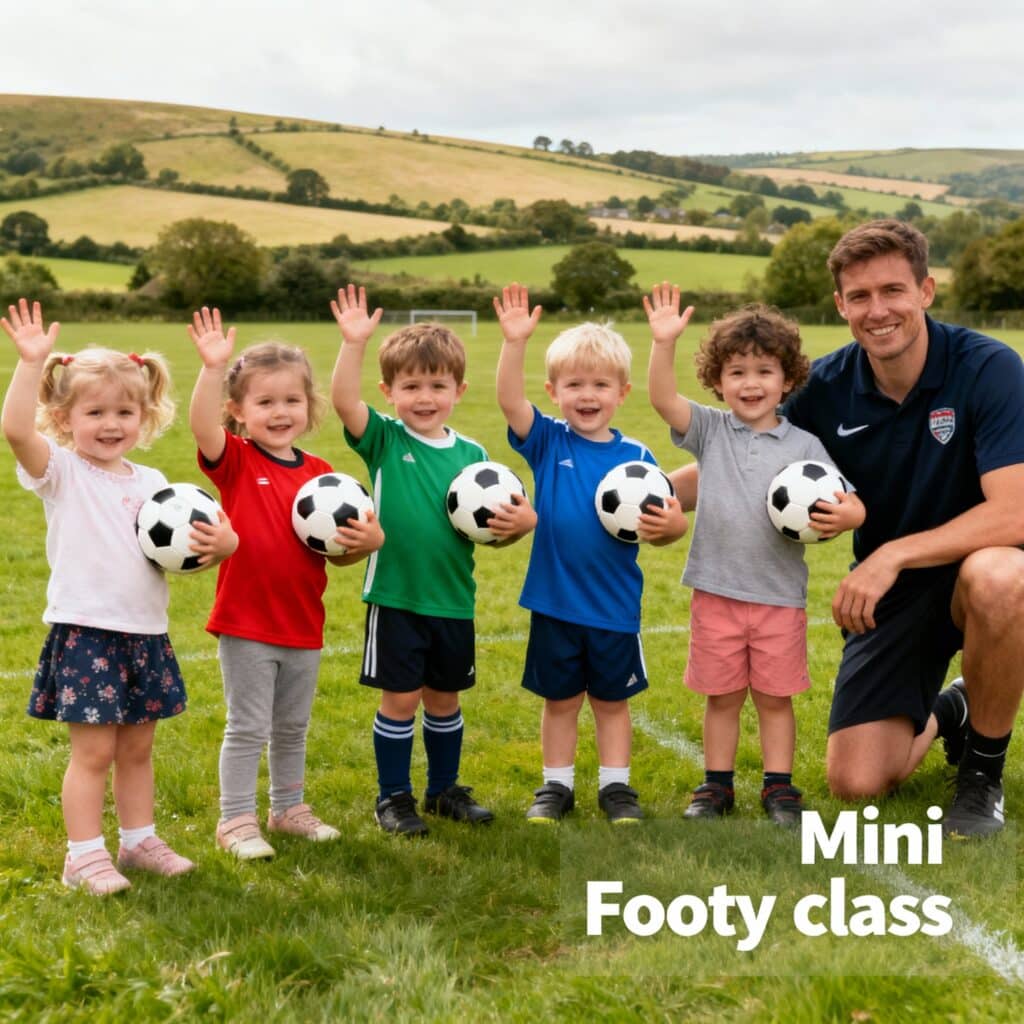 3 year olds enjoying their Mini Footy session in Taunton Somerset